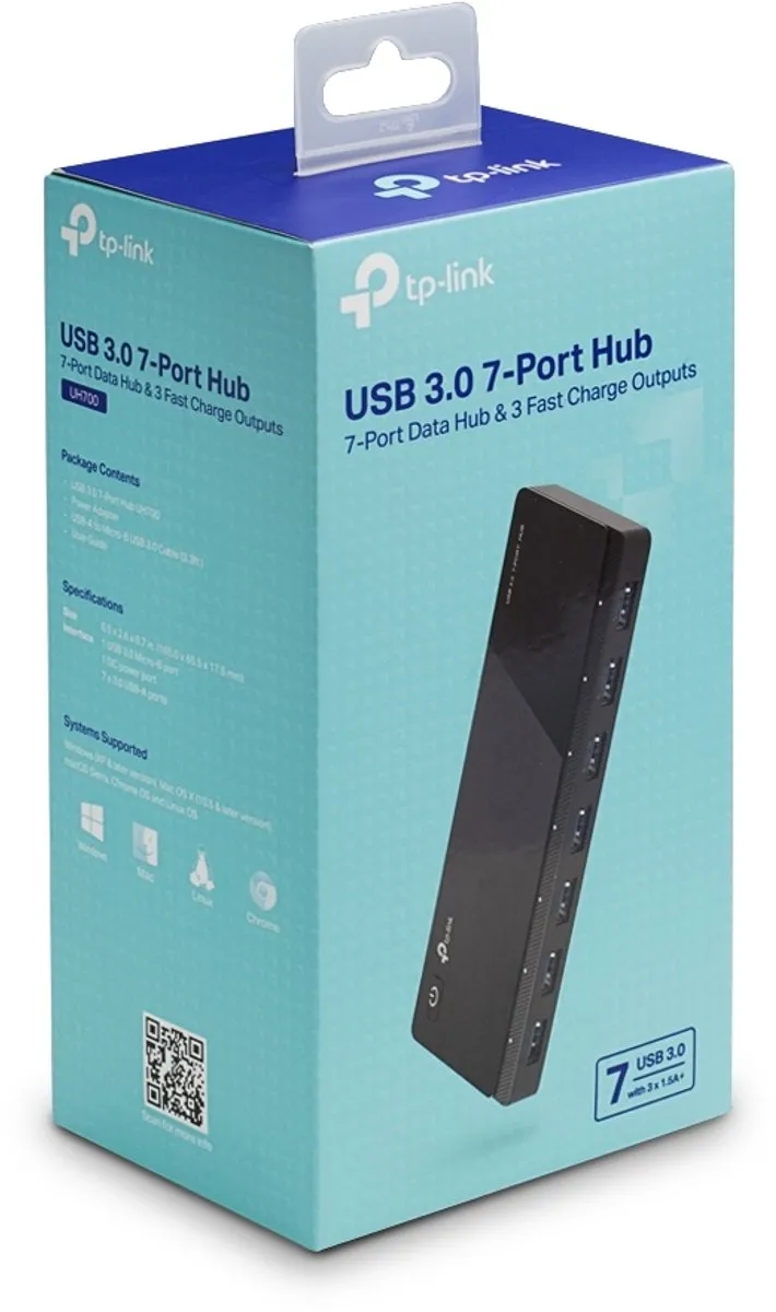 TP-Link UH700 USB 3.2 Hub 8 Poorten - Zwart - afbeelding 4 van 6