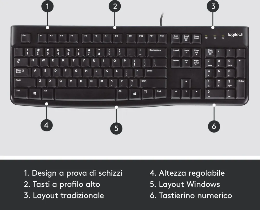 Logitech K120 Bedraad Toetsenbord ISO - Zwart - afbeelding 6 van 6
