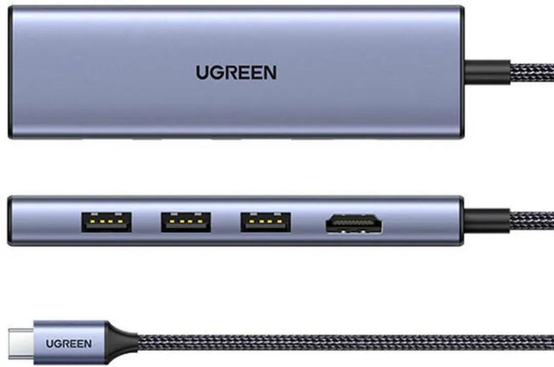 Ugreen 20956A 6-in-1 USB-C Adapter - HDMI & 3x USB-A 3.0 - Zilver - afbeelding 6 van 6