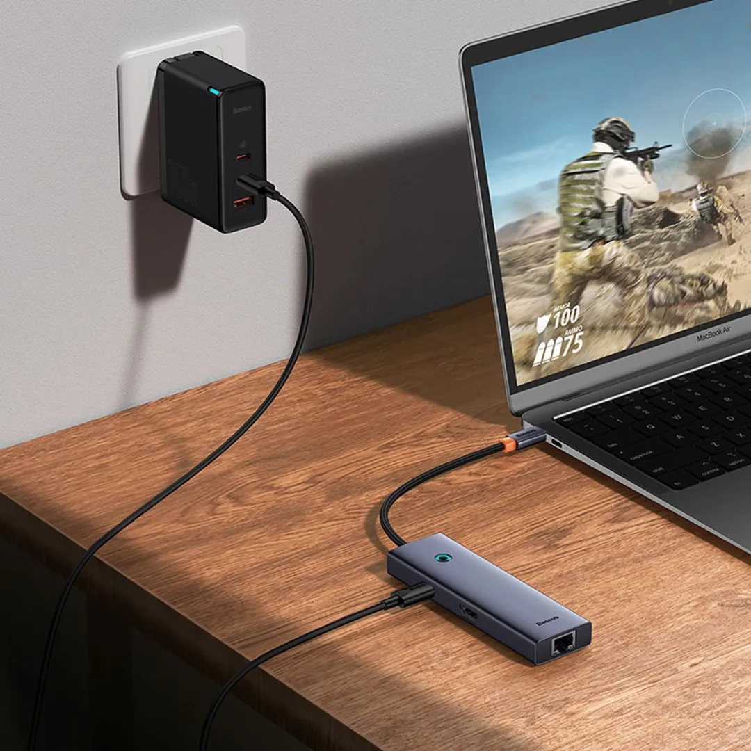 Baseus ULTRAJOY 7-in-1 USB Hub - Grijs