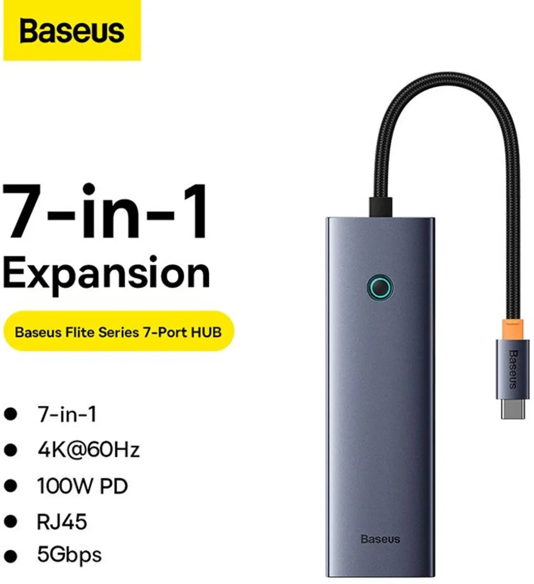 Baseus ULTRAJOY 7-in-1 USB Hub - Grijs