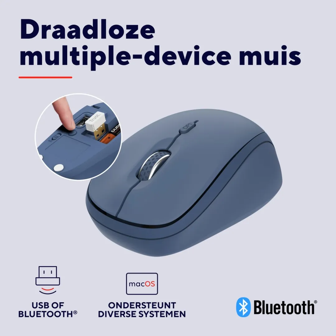 Trust Yvi+ Bluetooth Muis 25455 - Blauw