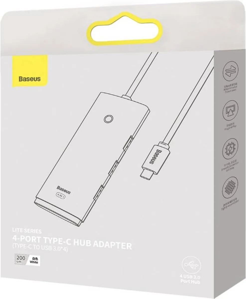 Baseus Lite Series BAS000218 USB-C Hub 4x USB 3.0 - Wit
