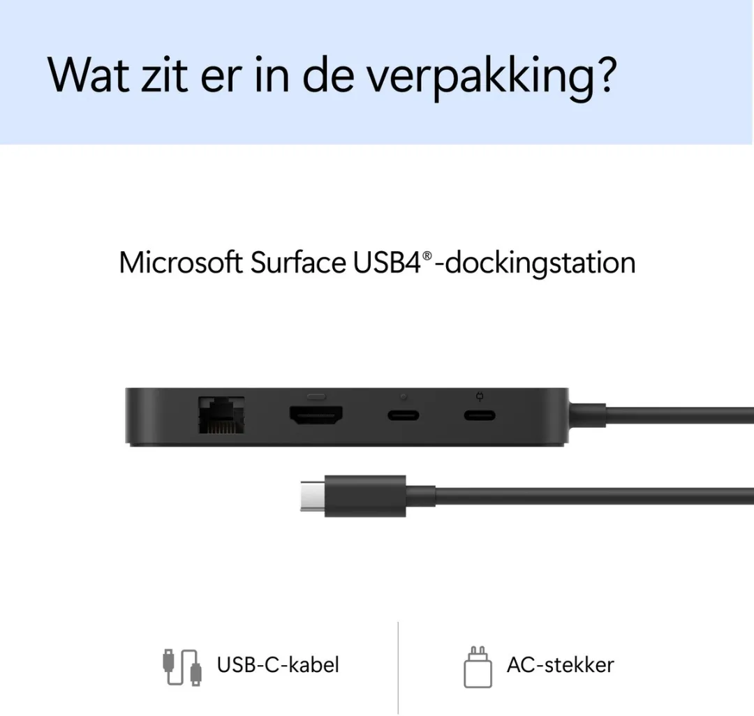 Microsoft Surface USB4 Dock EP2-19987 - 40Gbps - 65W - Zwart - afbeelding 6 van 6