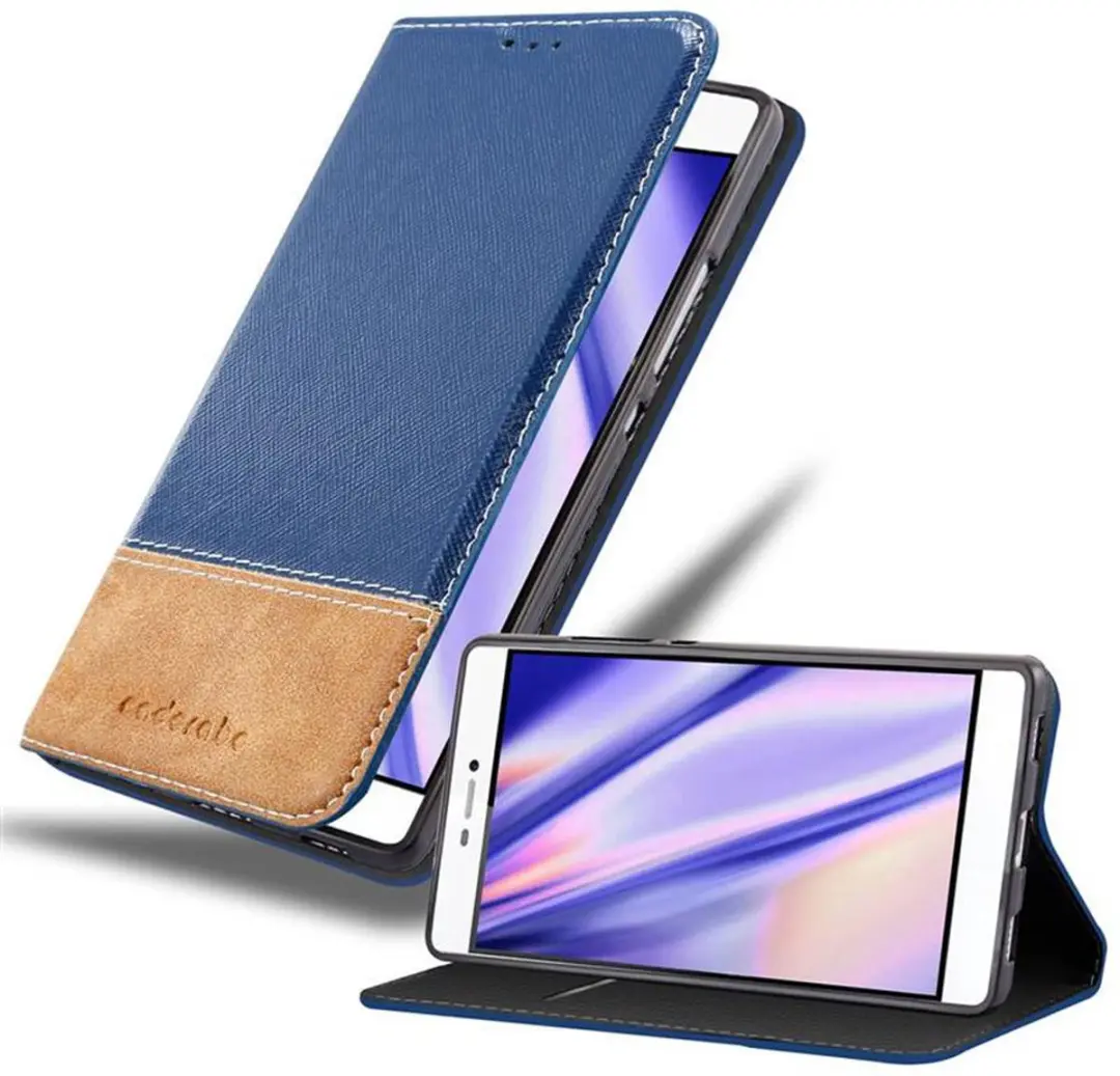 Cadorabo Hoesje geschikt voor Huawei P8 in DONKERBLAUW BRUIN