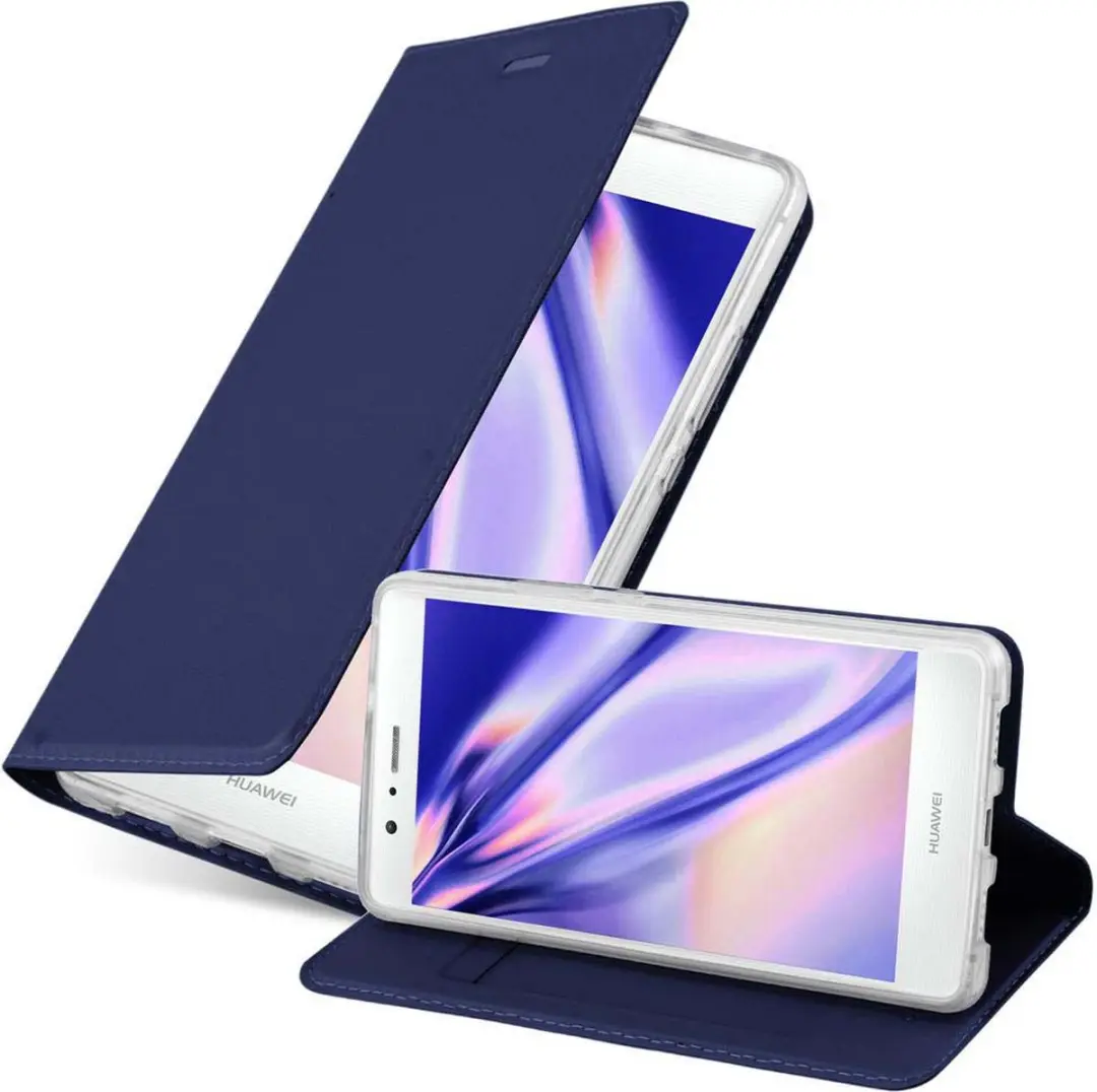 Cadorabo Hoesje geschikt voor Huawei P9 LITE 2016 / G9 LITE in CLASSY DONKER BLAUW - Beschermhoes met magnetische sluiting, standfunctie en kaartvakje Book Case Cover Etui