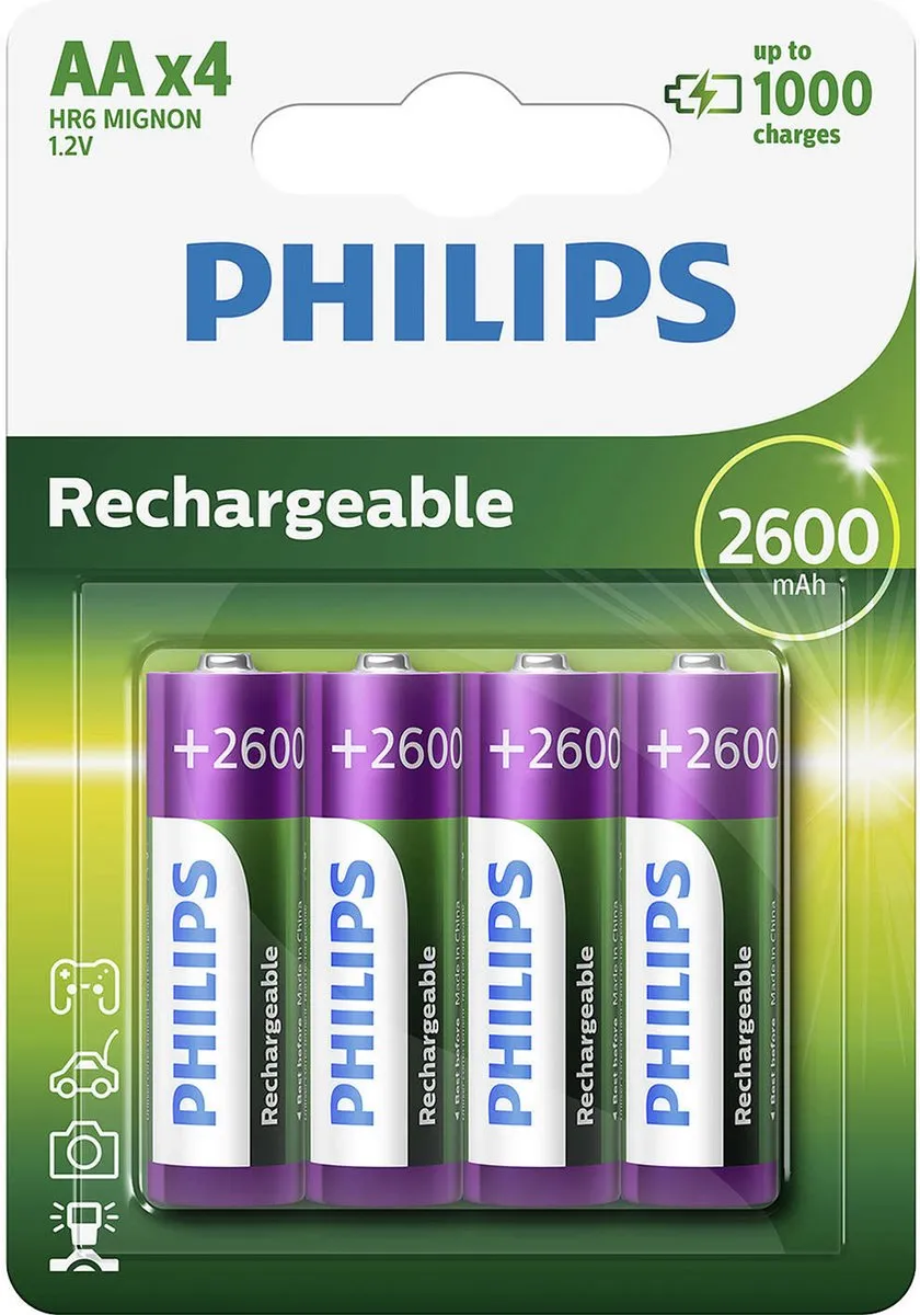 Philips AA Oplaadbare Batterijen 2100mAh - 4 Stuks