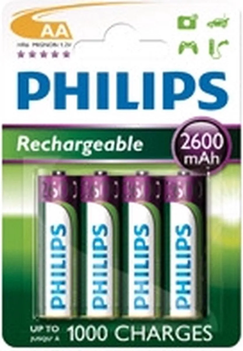 Philips AA Oplaadbare Batterijen 2100mAh - 4 Stuks