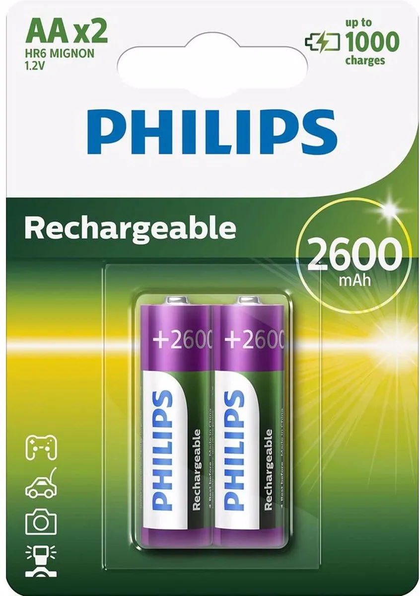 Philips AA Oplaadbare Batterijen 2100mAh - 4 Stuks
