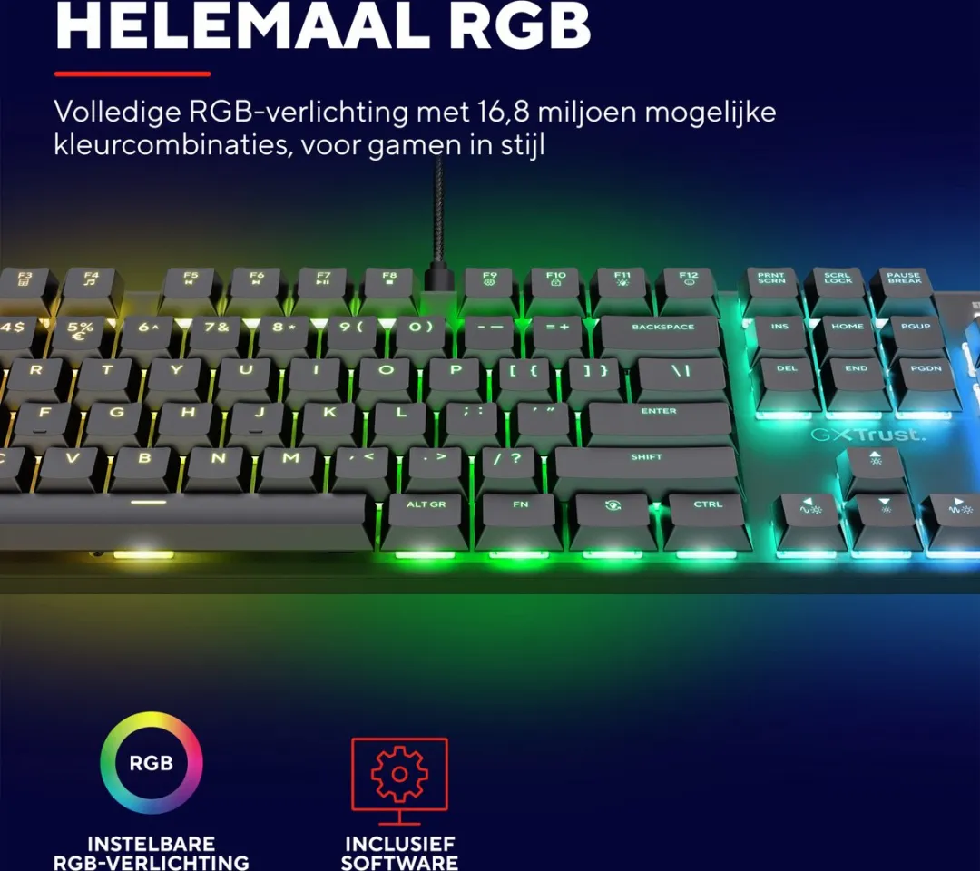 Trust GXT 868 Torix Draadloos Mechanisch Toetsenbord - White Switches