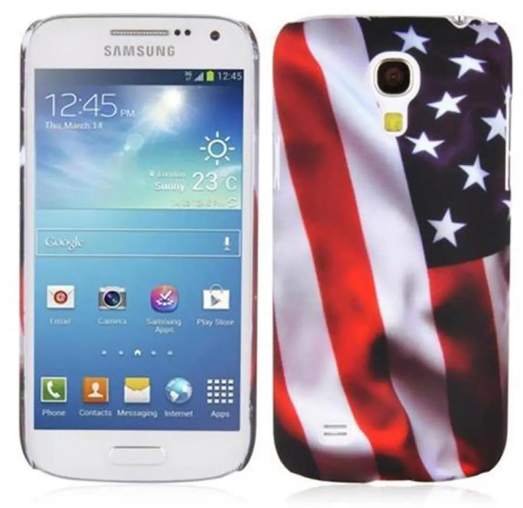 Cadorabo Hoesje geschikt voor Samsung Galaxy S4 MINI met STARS AND STRIPES opdru