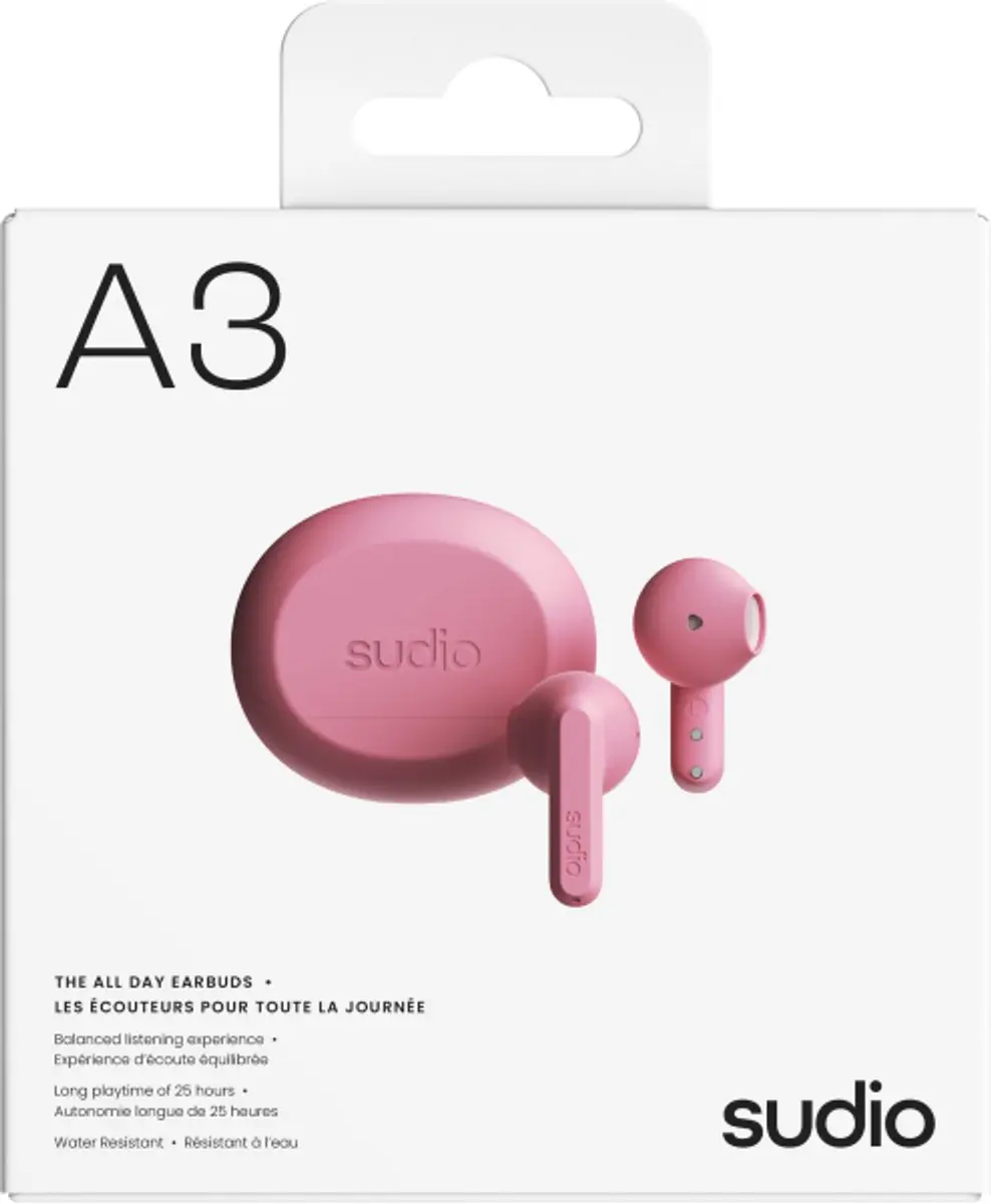 Sudio A3 A3PNK True Wireless Oordopjes - Roze - afbeelding 4 van 5