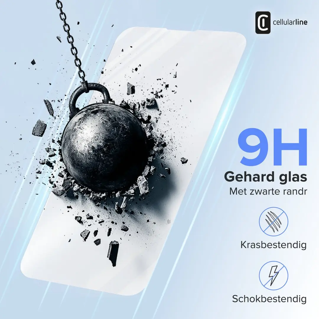 Cellularline 9H Screenprotector iPhone 16e - Transparant - afbeelding 3 van 6