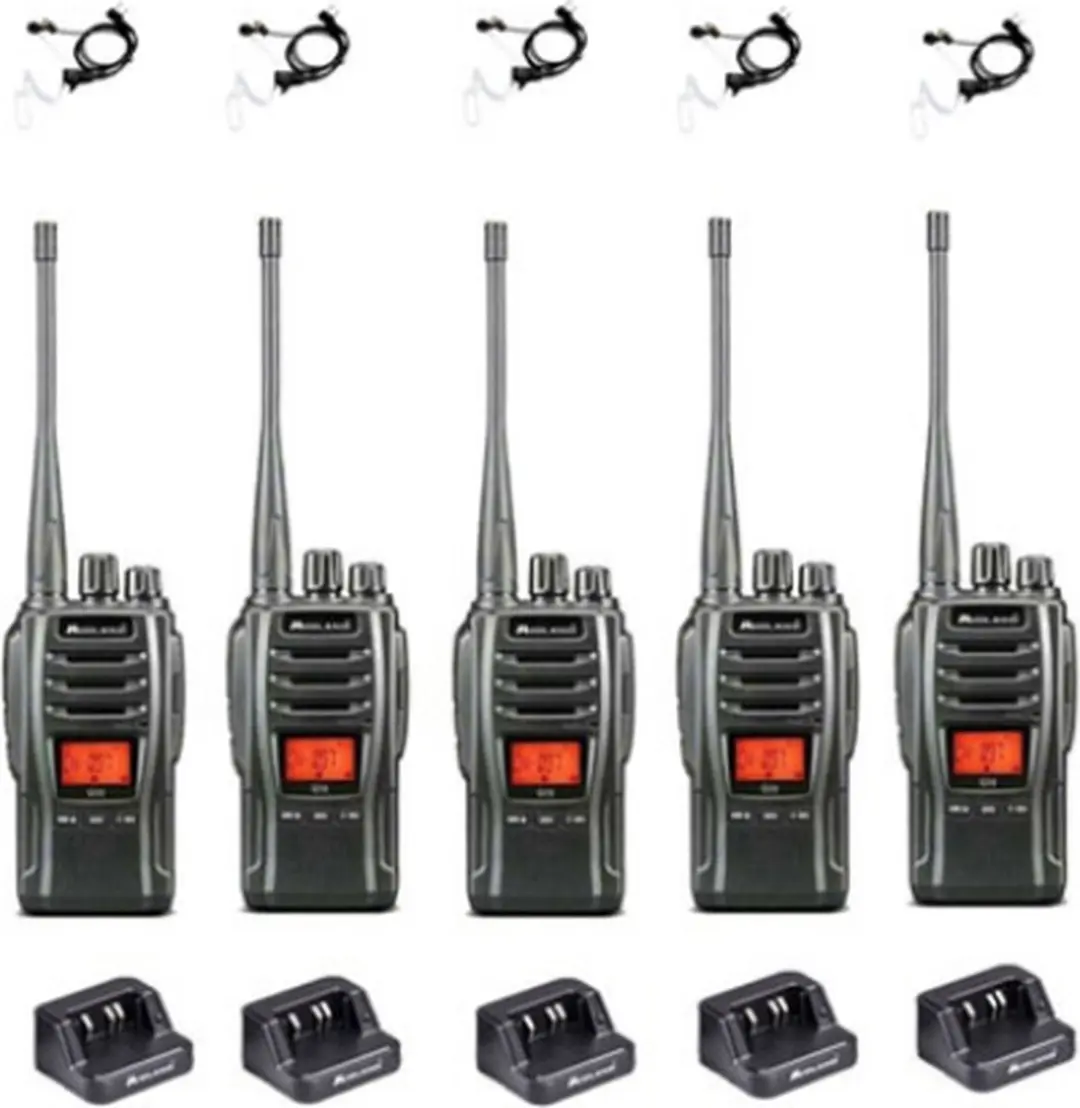 Set van 5 Midland G13 PRO UHF PMR446 / LPD69 robuuste professionele Portofoons m