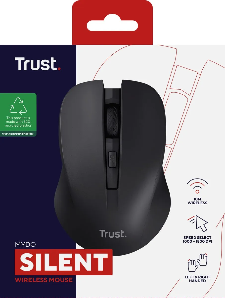 Trust Mydo 25084 Draadloze Muis - 1800 DPI - Zwart