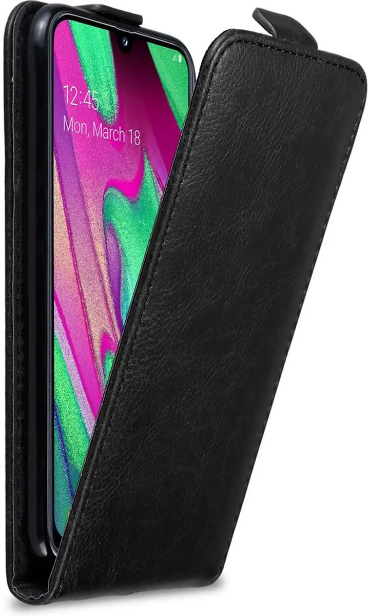 Cadorabo Hoesje geschikt voor Samsung Galaxy A40 in ZWARTE NACHT