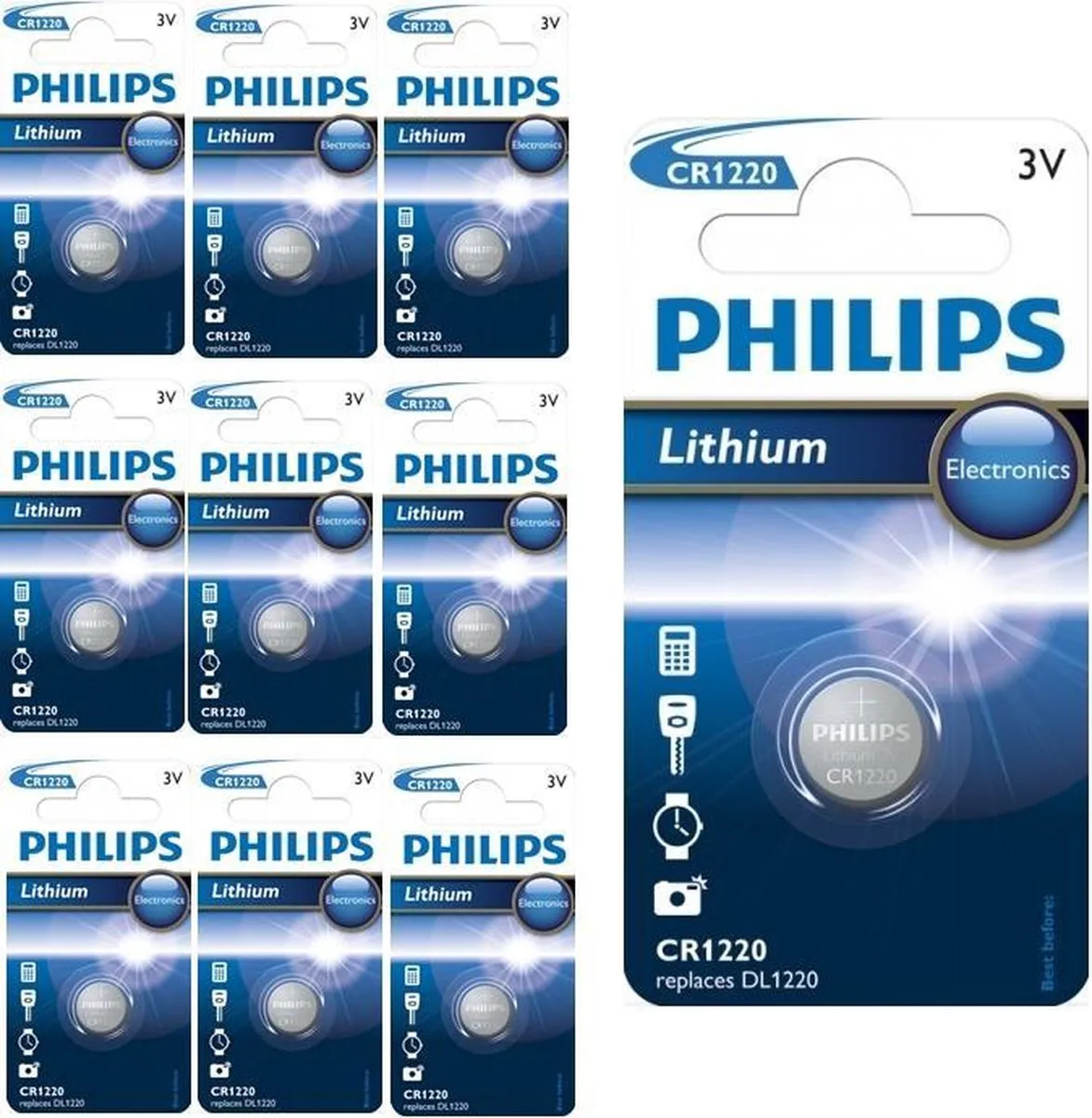 Philips CR1220 3V Knoopcelbatterij