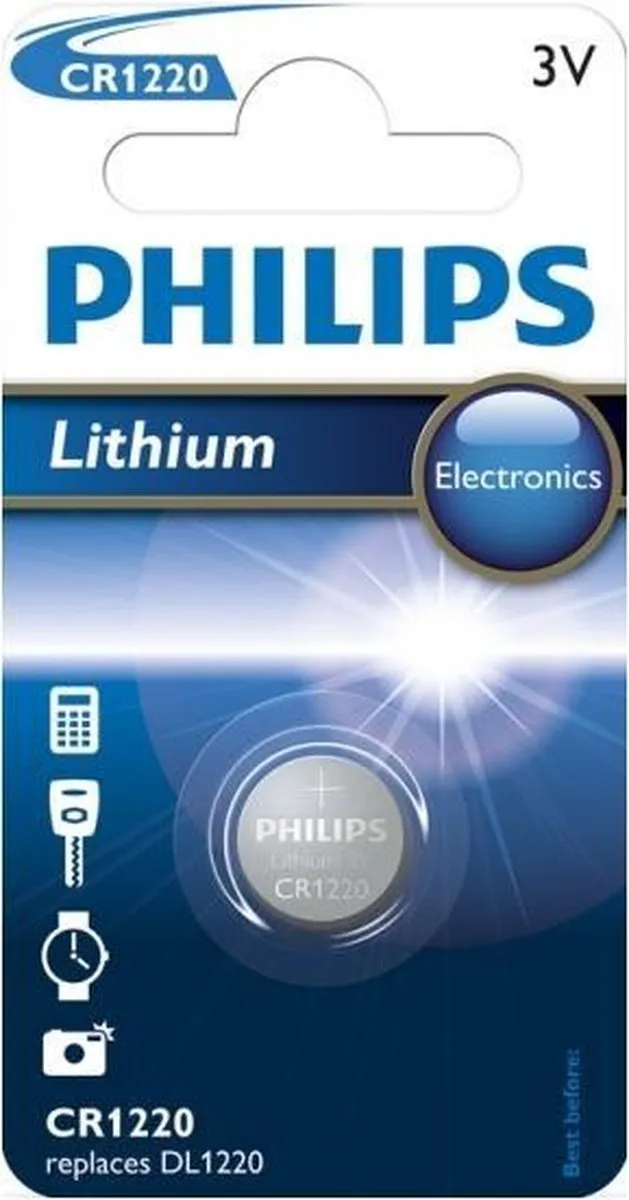 Philips CR1220 3V Knoopcelbatterij - 10 Stuks