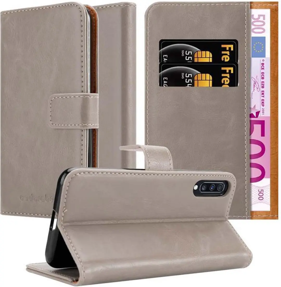 Cadorabo Hoesje geschikt voor Samsung Galaxy A70 / A70s in CAPPUCCINO BRUIN - Beschermhoes met magnetische sluiting, standfunctie en kaartvakje Book Case Cover Etui