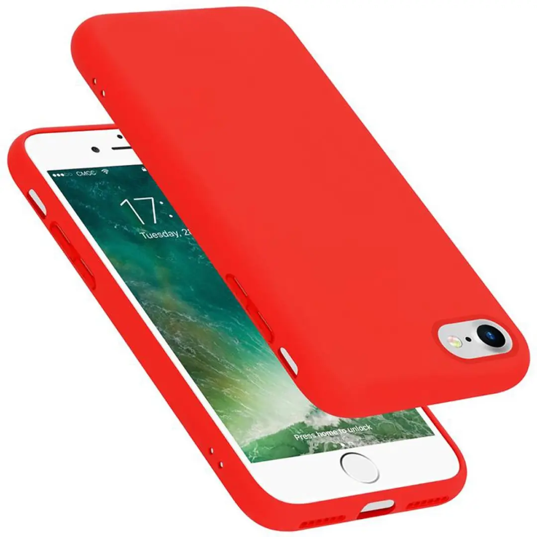 Cadorabo Hoesje geschikt voor Apple iPhone 7 / 7S / 8 / SE 2020 in LIQUID ROOD