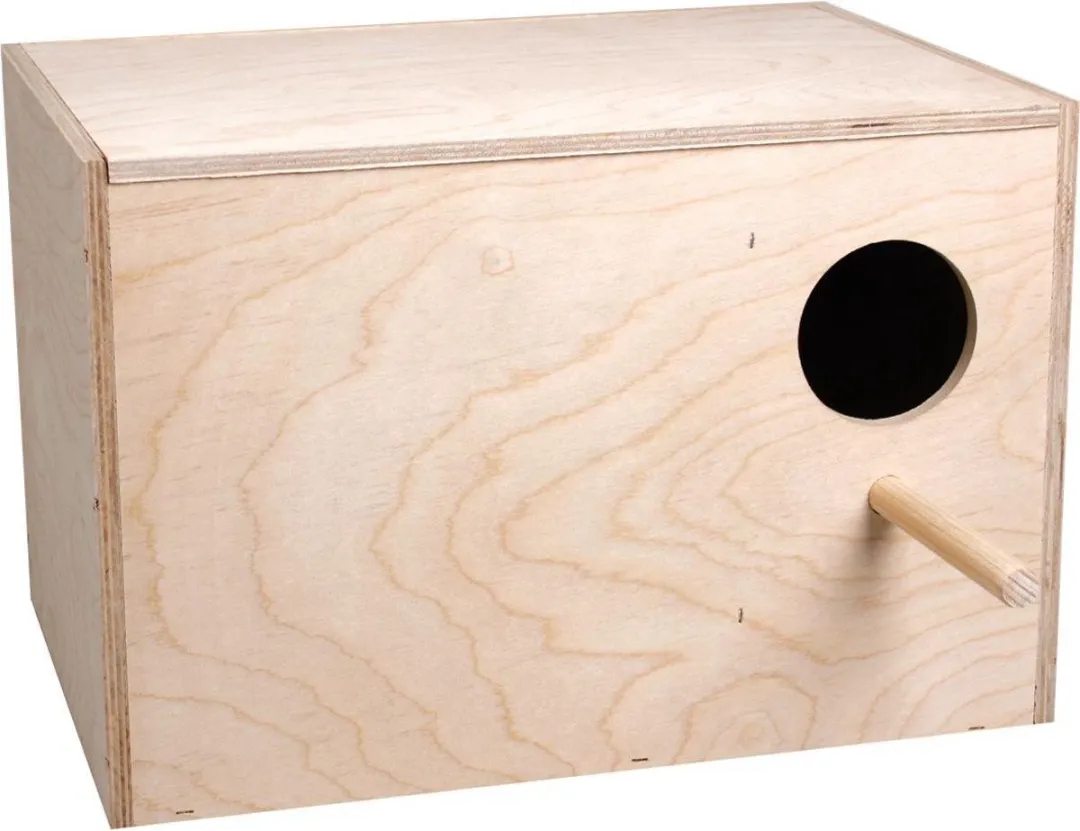 Flamingo Horizontaal Nestkastje Valkparkiet - Hout 34,5x25x23cm