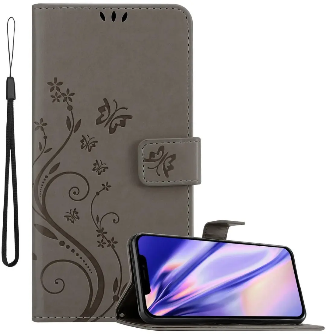 Cadorabo Hoesje geschikt voor Apple iPhone 13 MINI in BLOEMEN GRIJS