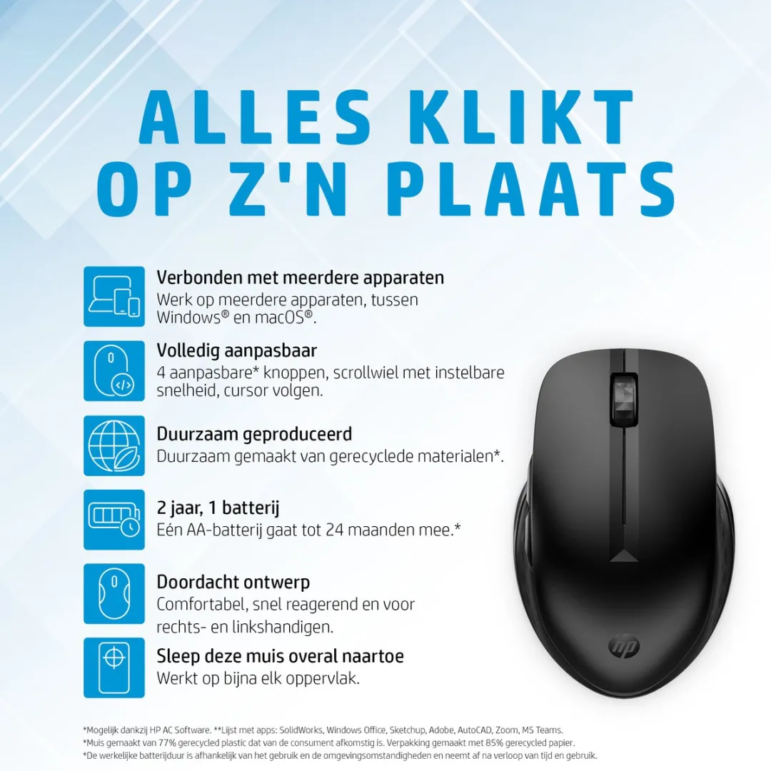 HP 435 Multi-Device Draadloze Muis - Zwart