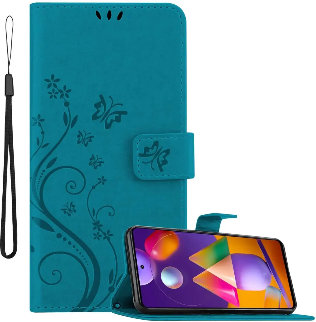 Cadorabo Hoesje geschikt voor Samsung Galaxy M31s in BLOEMEN BLAUW