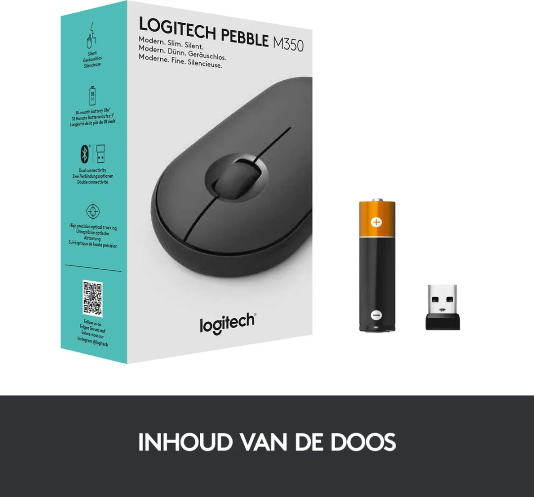Logitech Pebble M350 Draadloze Muis - Zwart