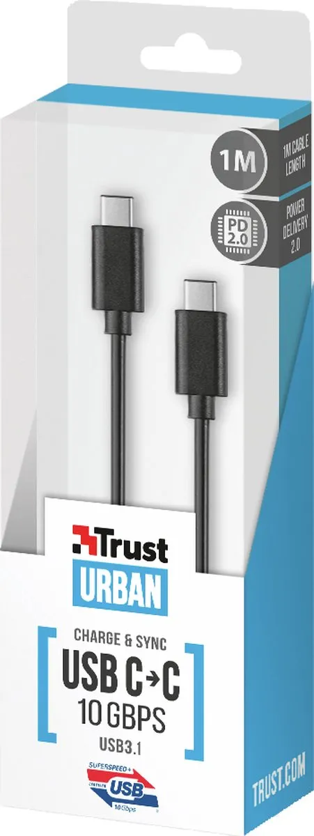 Trust 21178 USB-C Kabel 10Gbps 1m - Zwart