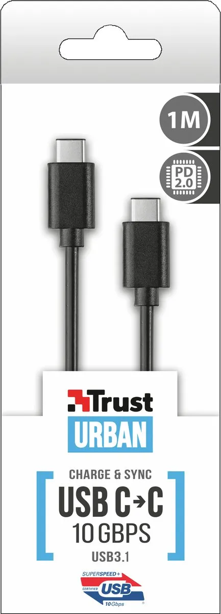 Trust 21178 USB-C Kabel 10Gbps 1m - Zwart