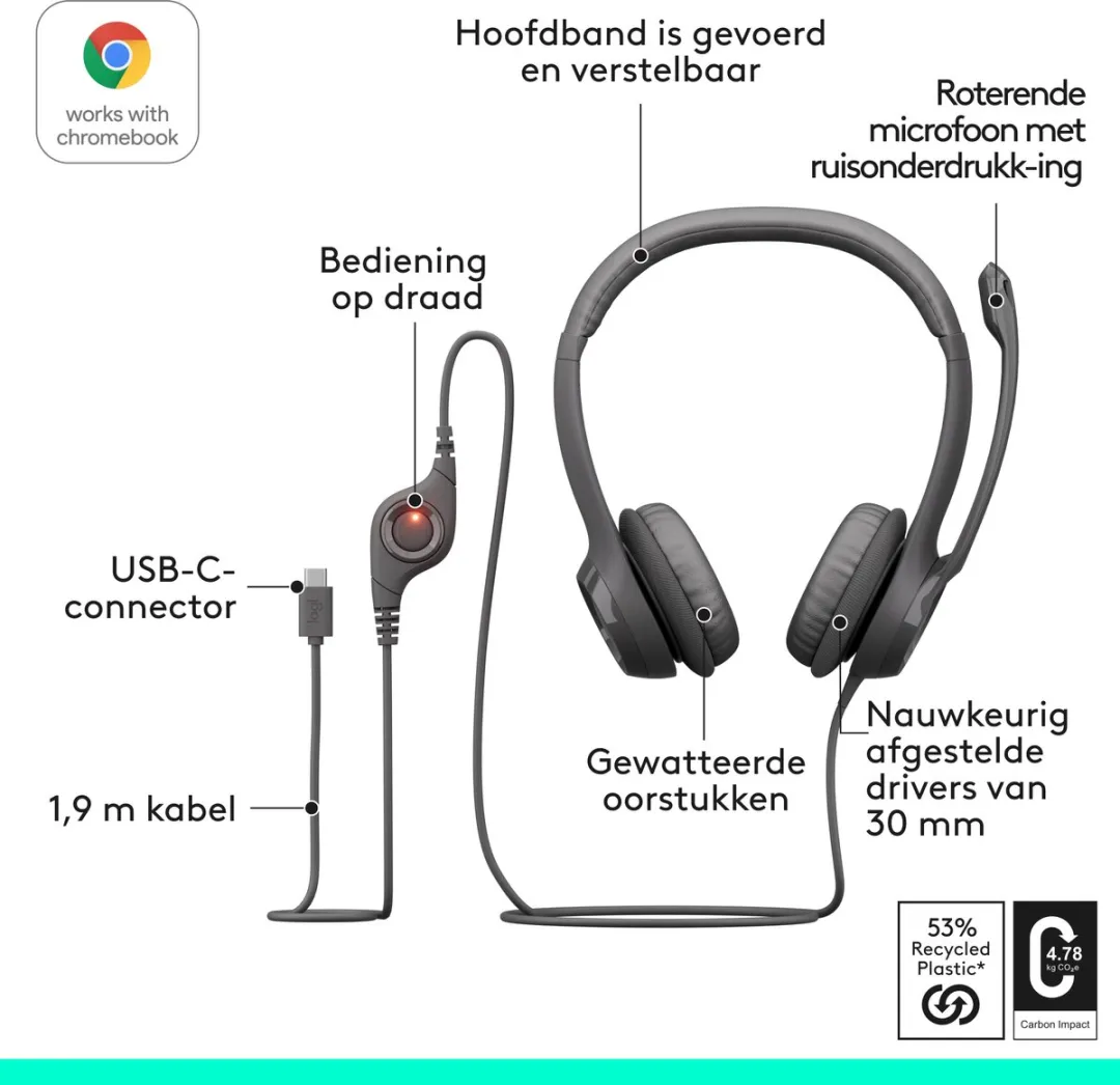 Logitech H390 Headset - Bedraad - Zwart - afbeelding 6 van 6