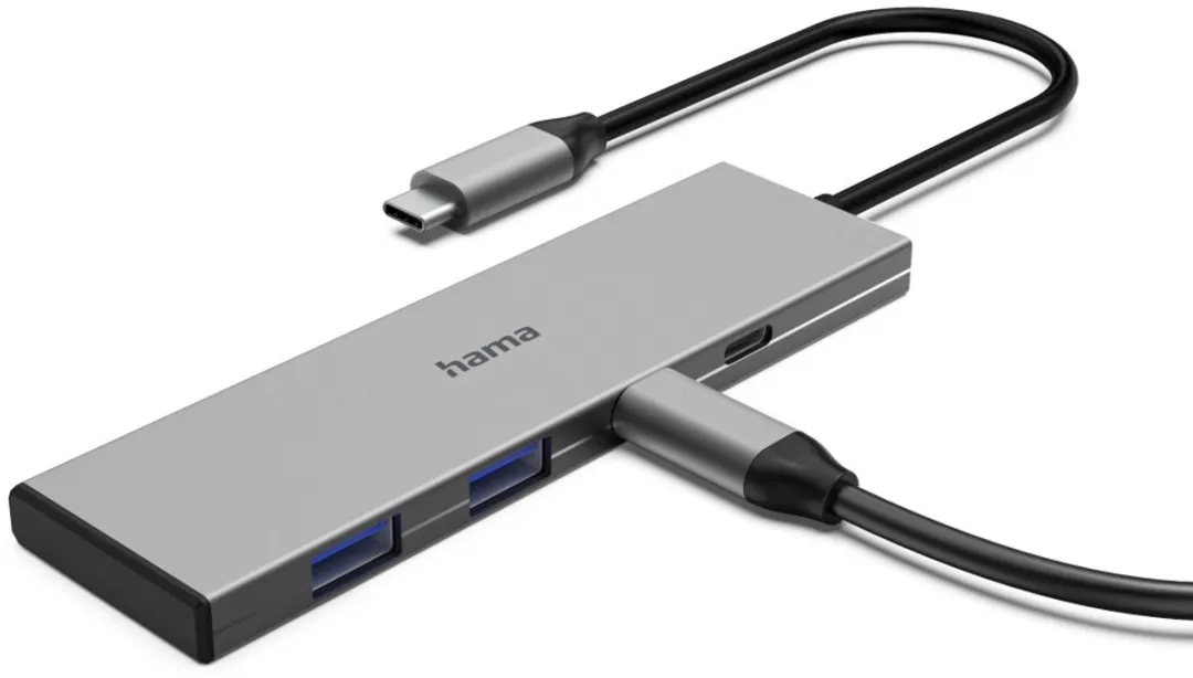 Hama 00200147 USB-C Hub - 4x USB 3.0 & 2x USB-C - Grijs