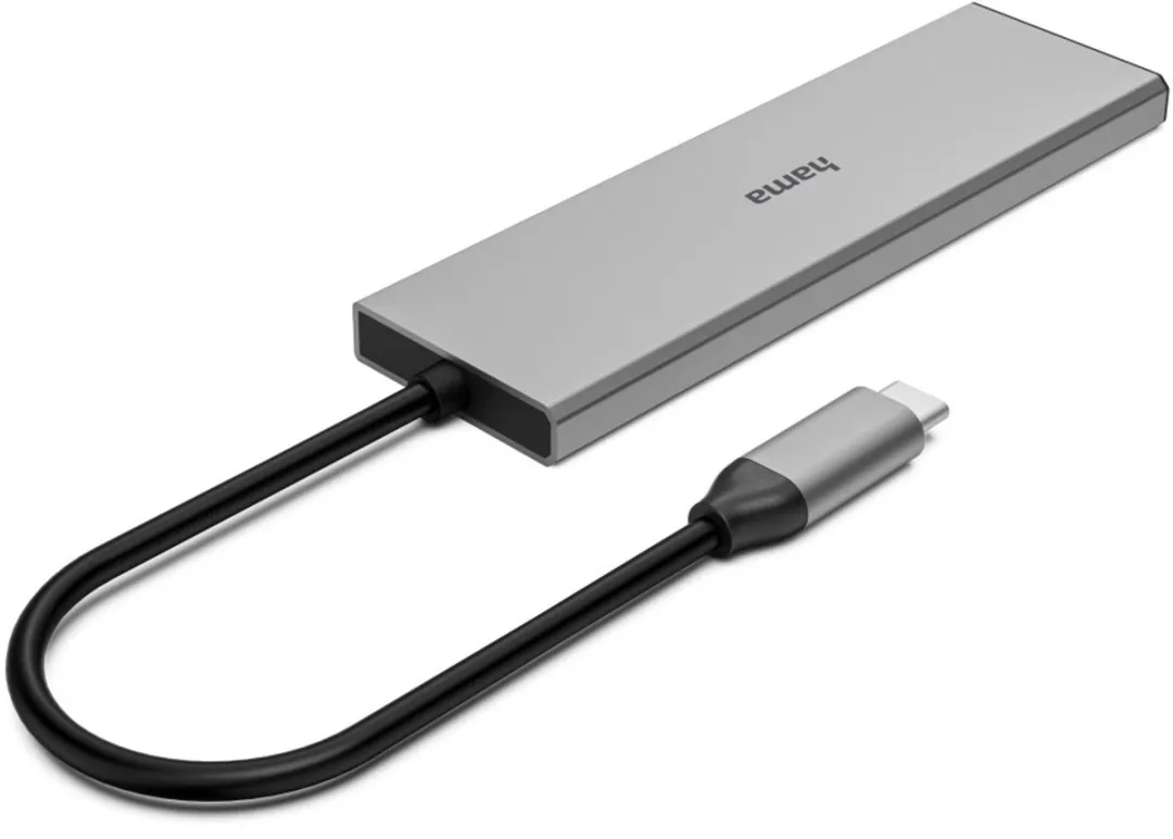 Hama 00200147 USB-C Hub - 4x USB 3.0 & 2x USB-C - Grijs