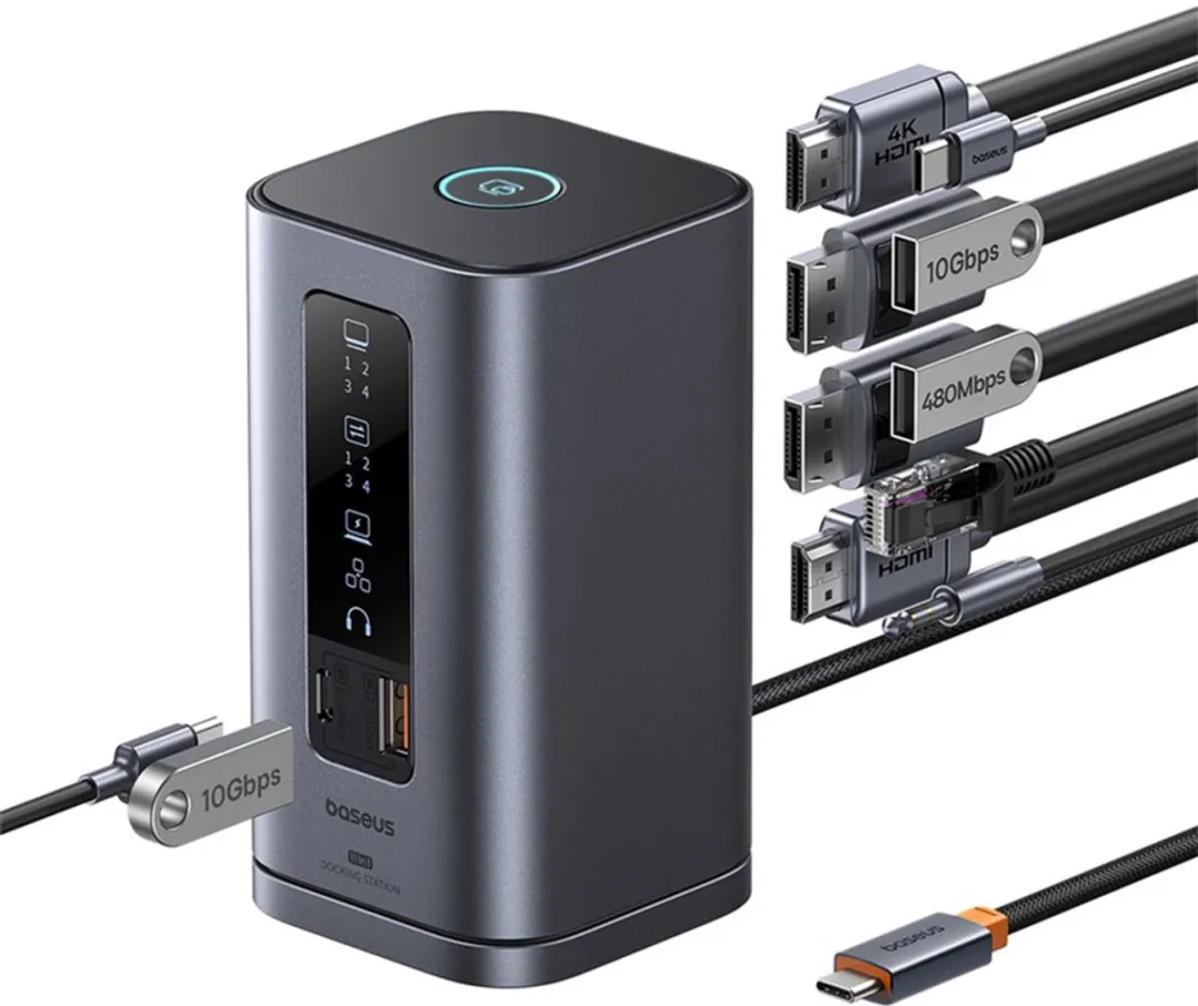 Baseus Spacemate USB-C Hub B00568101813-00 - 11 Poorten Grijs