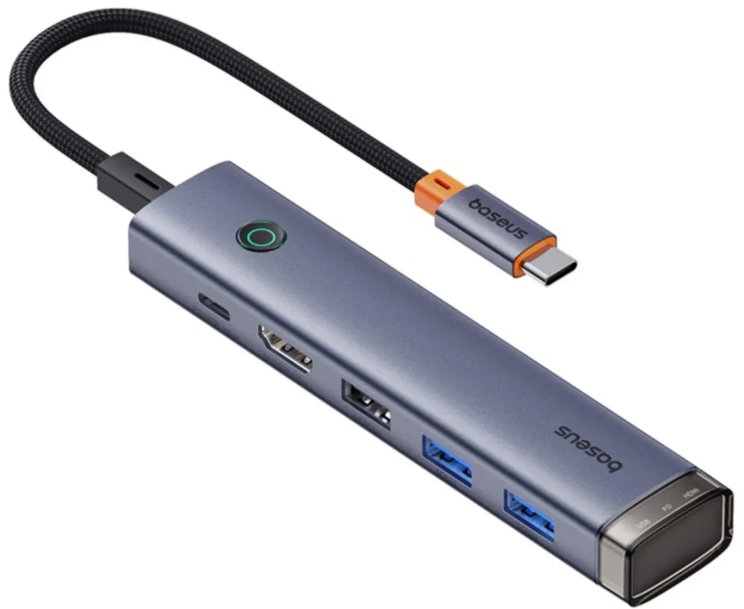 Baseus UltraJoy Air 6-in-1 USB-C Hub - 4K 60Hz - 100W - Space Grey
