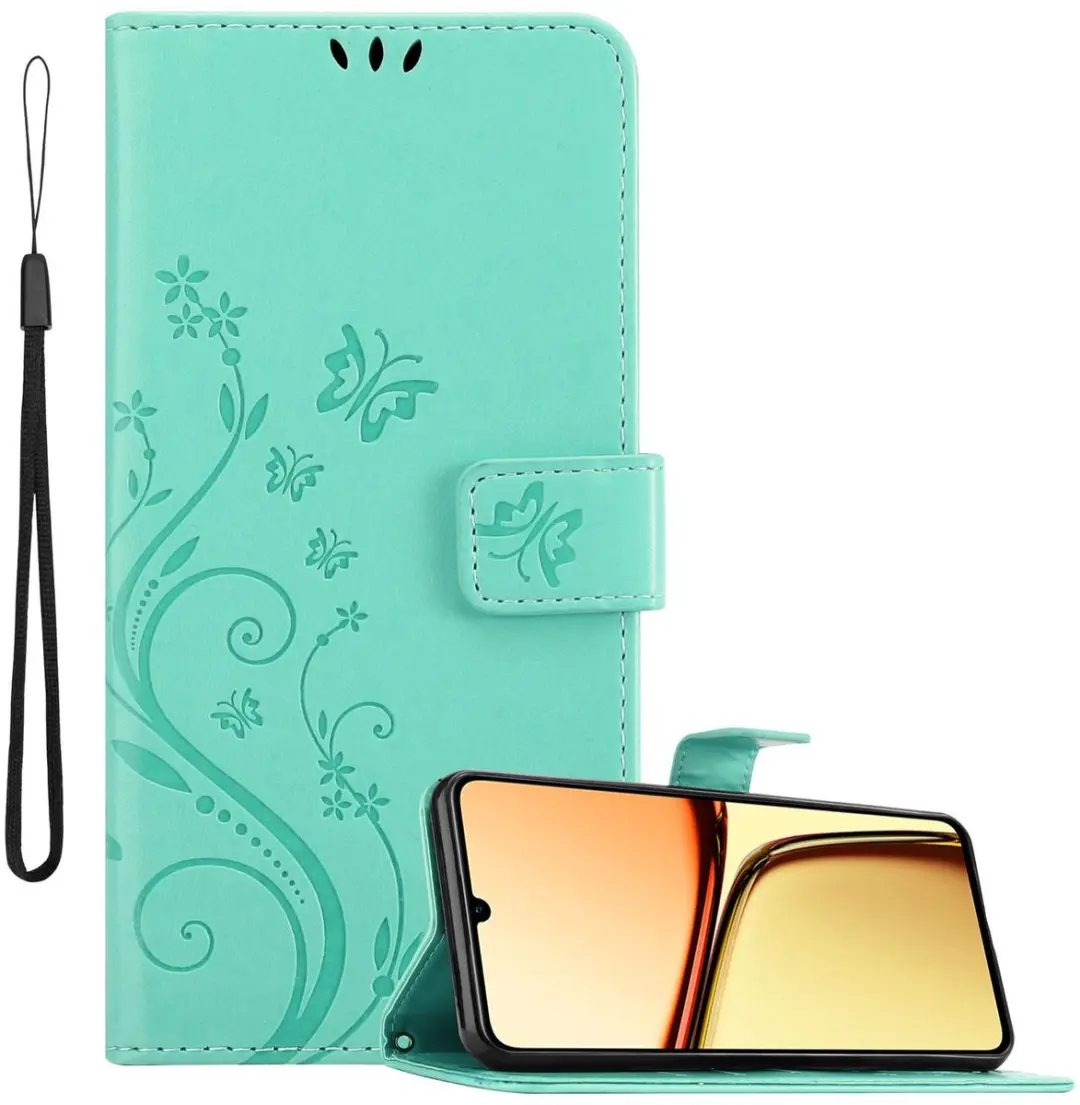 Cadorabo Hoesje geschikt voor Realme C61 / C63 in BLOEMEN TURKOOIS