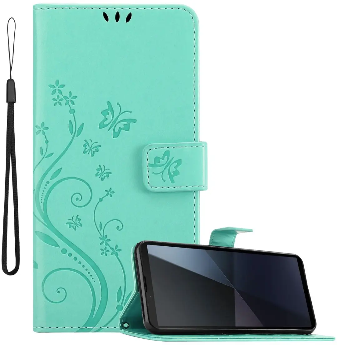 Cadorabo Hoesje geschikt voor Sony Xperia 10 VI in BLOEMEN TURKOOIS