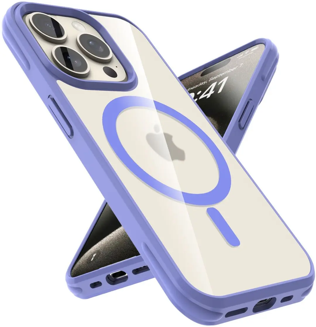 Hoesje geschikt voor iPhone 15 PRO in Lichtpaars Case geschikt voor Magsafe