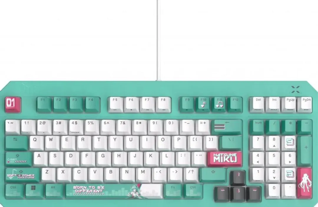 ASUS TUF Gaming K3 Gen II Hatsune Miku Edition Toetsenbord - Blauwroze