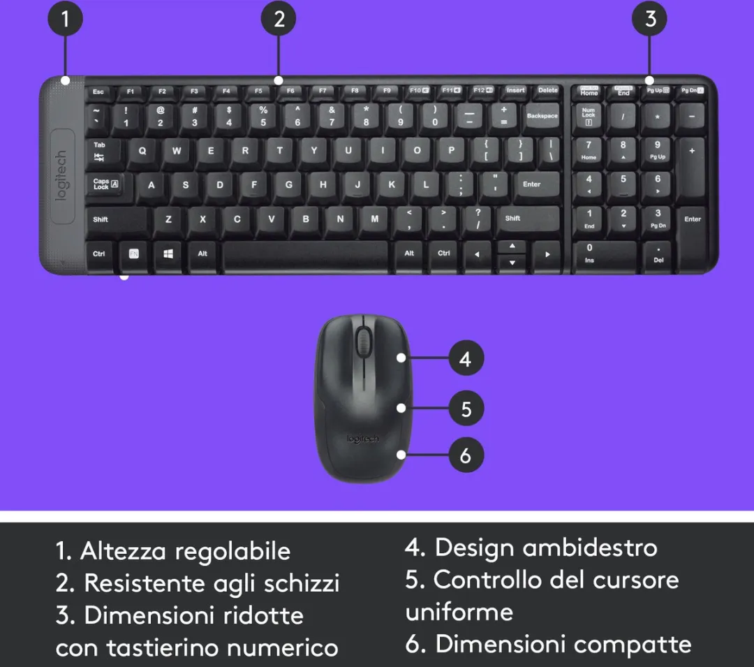 Logitech MK220 Toetsenbord en Muis Set - Zwart
