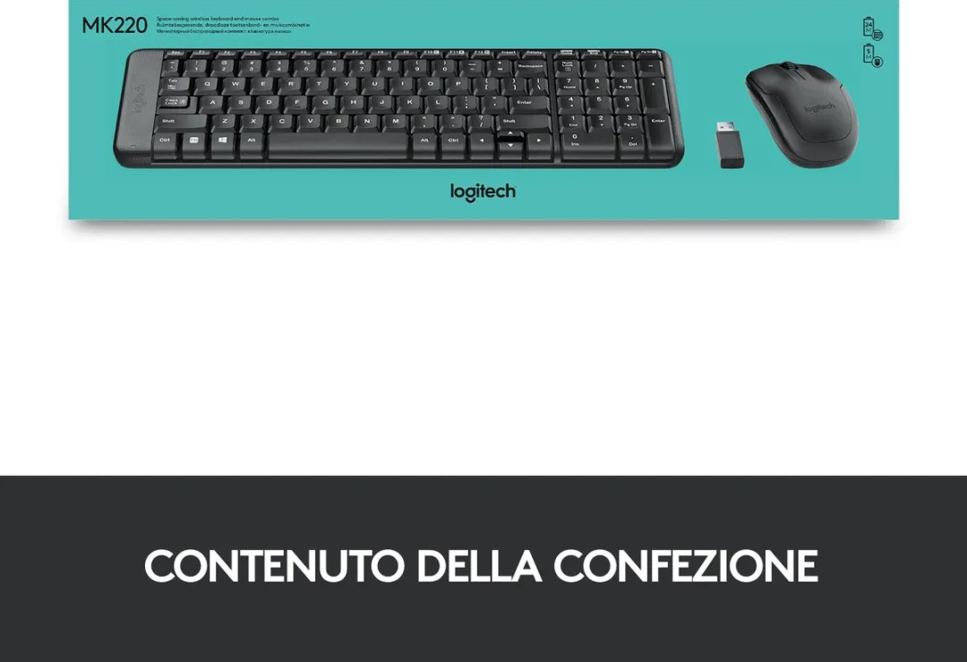 Logitech MK220 Toetsenbord en Muis Set - Zwart