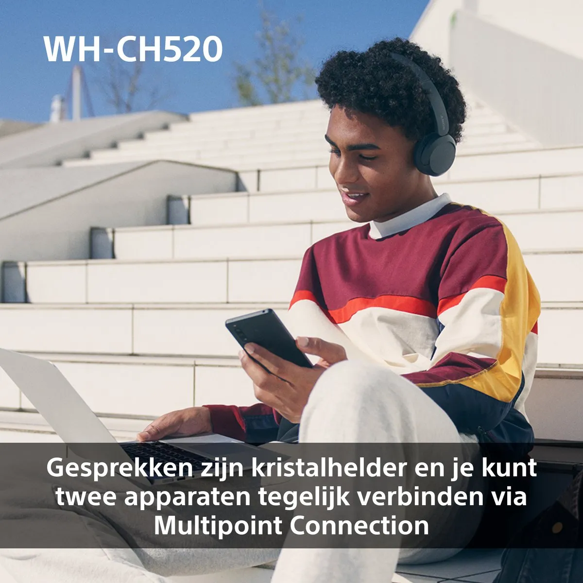 Sony WH-CH520 Draadloze On-Ear Koptelefoon - Geel - afbeelding 6 van 6