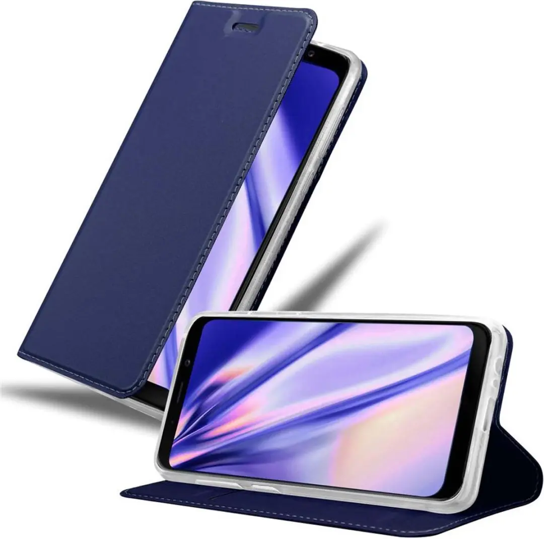 Cadorabo Hoesje geschikt voor Samsung Galaxy J6 2018 in CLASSY DONKER BLAUW