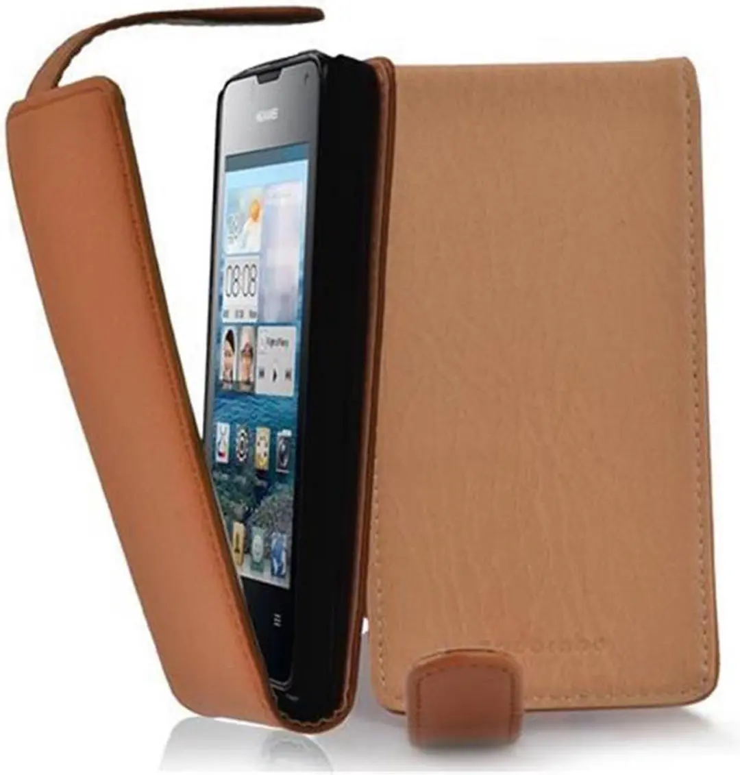 Cadorabo Hoesje geschikt voor Huawei Y3 / Y3C / Y330 / Y331 / Y360 in COGNAC BRUIN - Beschermhoes in flip-design Case Cover van getextureerd imitatieleer