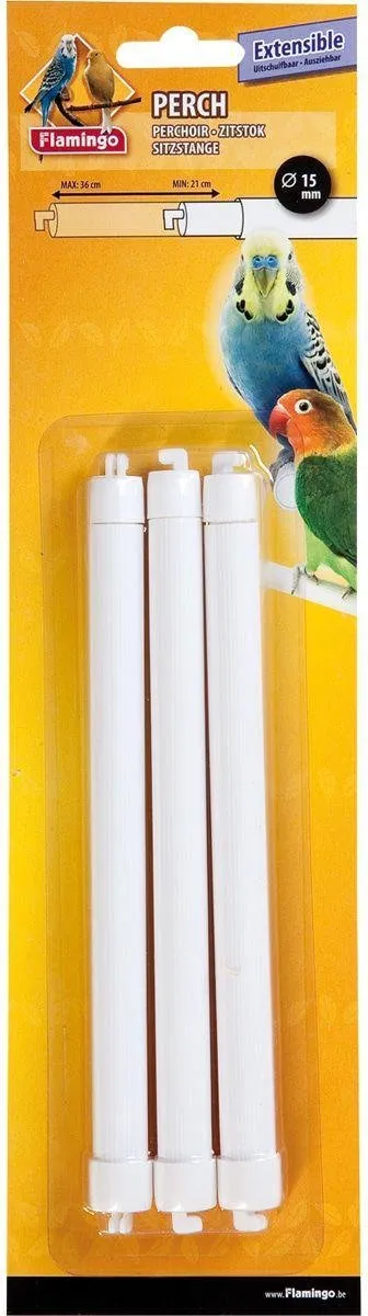 Flamingo Vogelzitstok Uitschuifbaar 31-36cm x 15mm - 3 Stuks