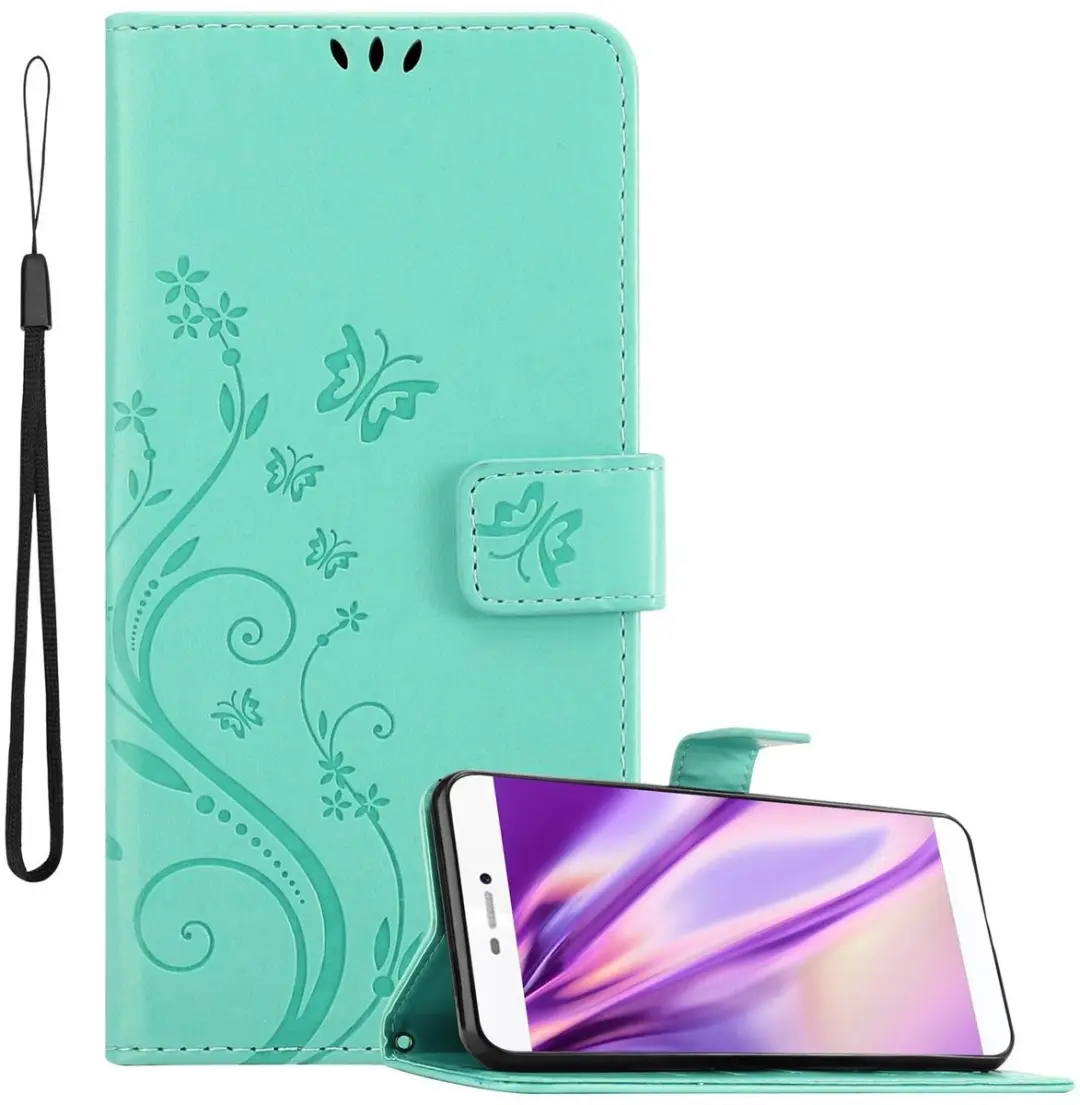 Cadorabo Hoesje geschikt voor Huawei P8 in BLOEMEN TURKOOIS