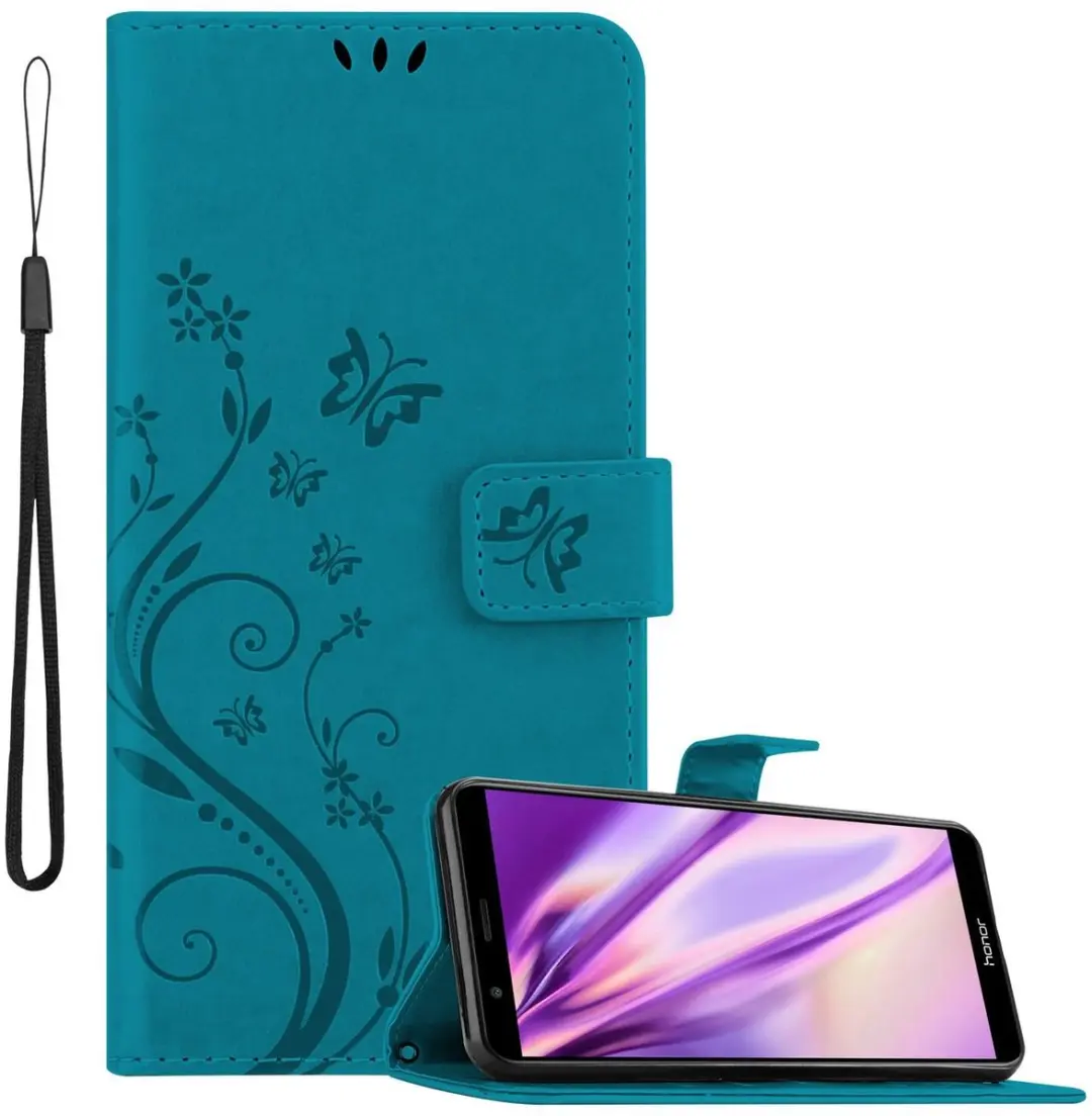 Cadorabo Hoesje geschikt voor Honor 7X in BLOEMEN BLAUW