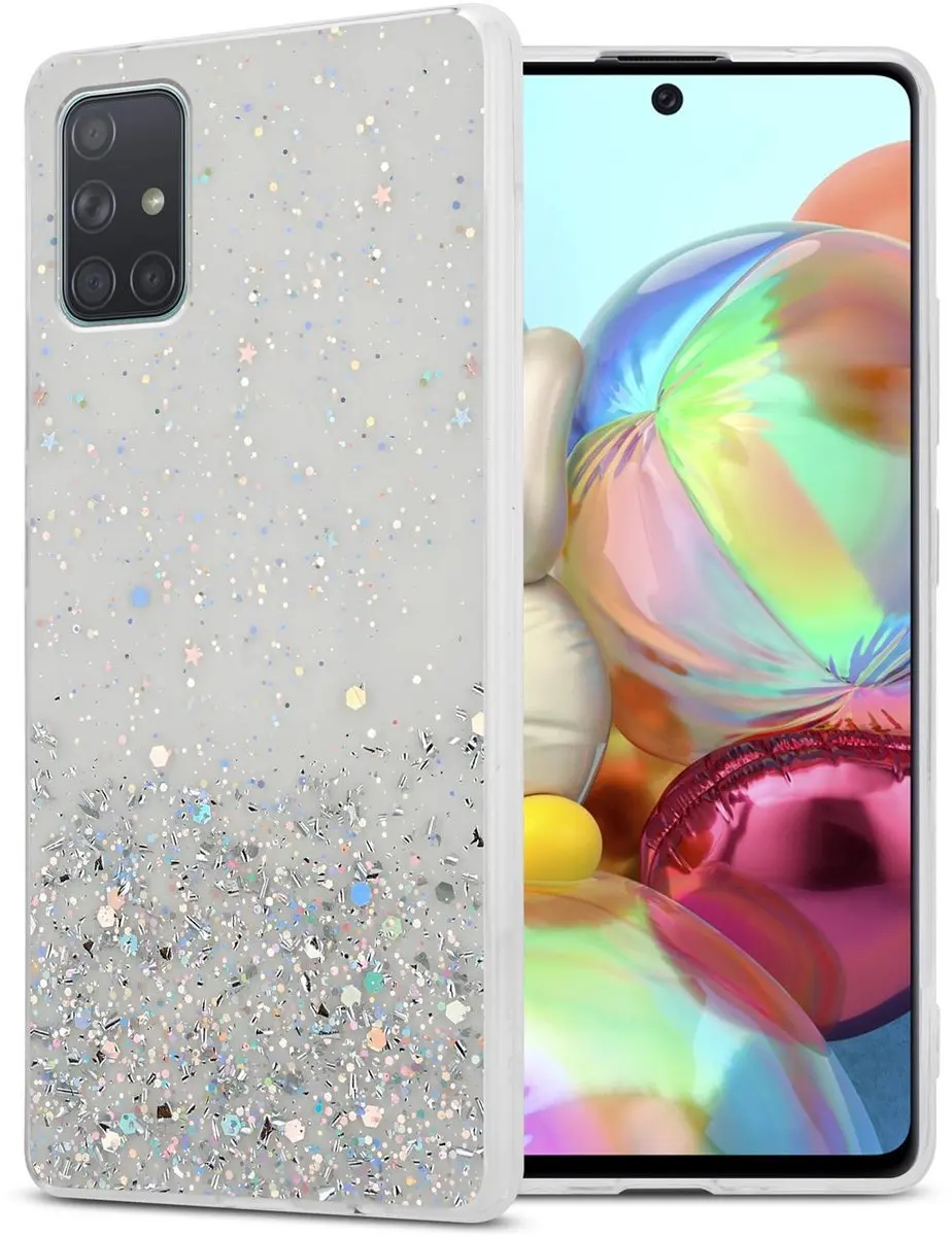 Cadorabo Hoesje geschikt voor Samsung Galaxy A71 4G in Transparant met Glitter
