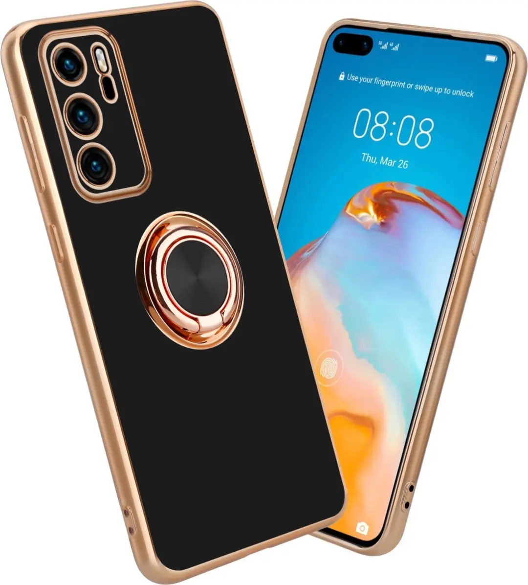 Cadorabo Hoesje geschikt voor Huawei P40 in Glossy Zwart